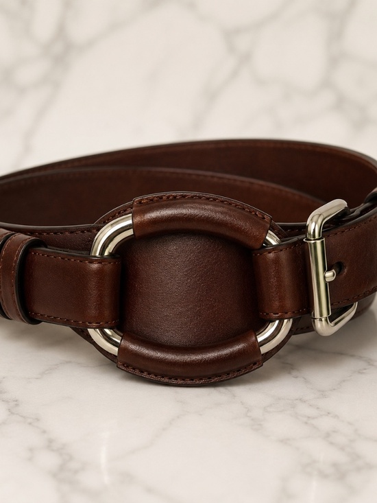 Lauren Ralph Lauren Women\'s Leather Belt Equestrian Ring Buckle Brown S.L NWT main image 13